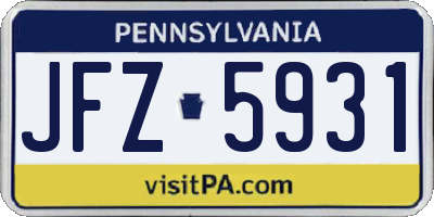 PA license plate JFZ5931
