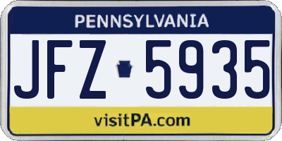 PA license plate JFZ5935