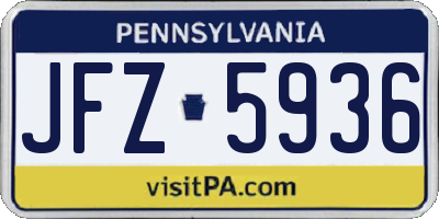 PA license plate JFZ5936
