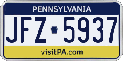 PA license plate JFZ5937