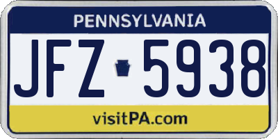 PA license plate JFZ5938