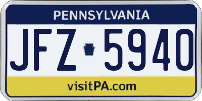 PA license plate JFZ5940