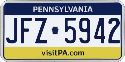 PA license plate JFZ5942