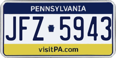 PA license plate JFZ5943