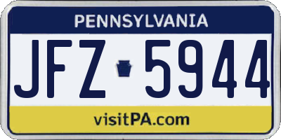 PA license plate JFZ5944