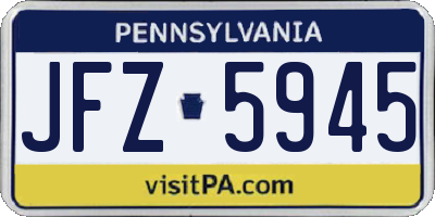 PA license plate JFZ5945