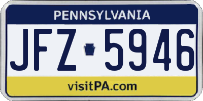 PA license plate JFZ5946