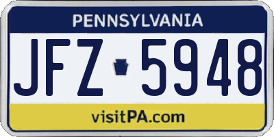 PA license plate JFZ5948