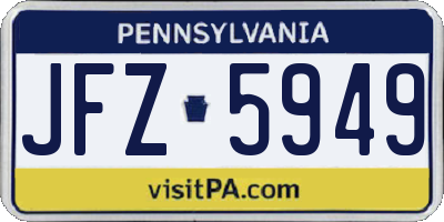 PA license plate JFZ5949
