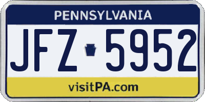 PA license plate JFZ5952