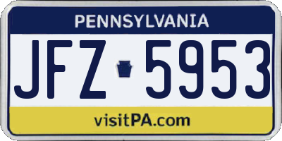 PA license plate JFZ5953