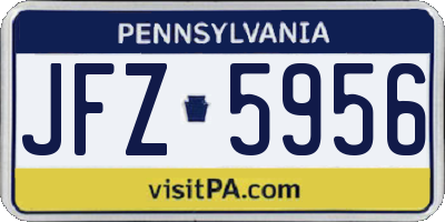 PA license plate JFZ5956