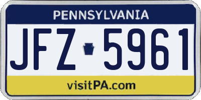 PA license plate JFZ5961