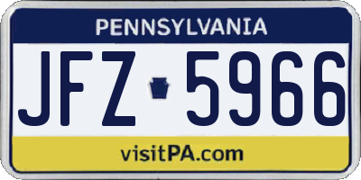 PA license plate JFZ5966