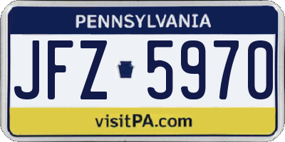 PA license plate JFZ5970