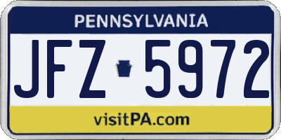 PA license plate JFZ5972