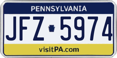 PA license plate JFZ5974