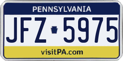 PA license plate JFZ5975