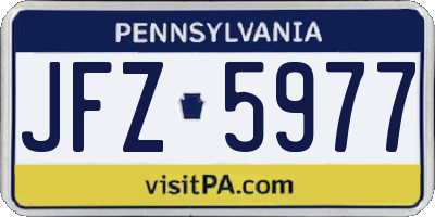 PA license plate JFZ5977