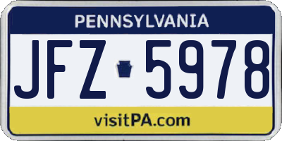 PA license plate JFZ5978