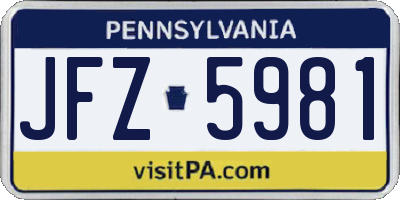 PA license plate JFZ5981