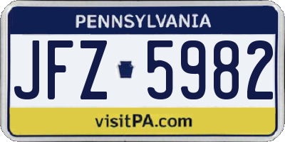 PA license plate JFZ5982