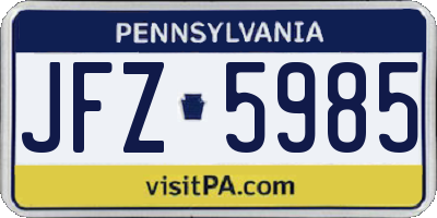PA license plate JFZ5985