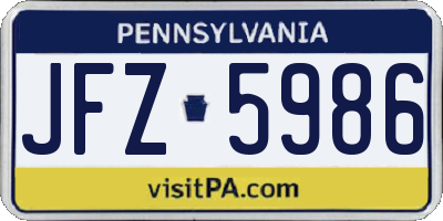 PA license plate JFZ5986