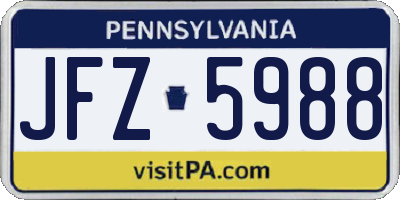PA license plate JFZ5988