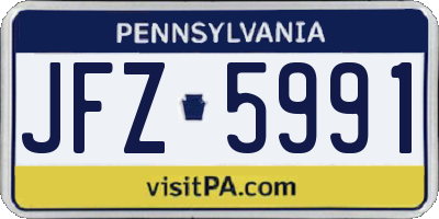 PA license plate JFZ5991