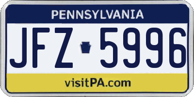 PA license plate JFZ5996