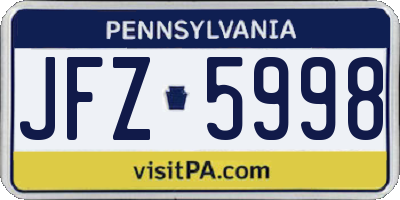 PA license plate JFZ5998