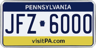 PA license plate JFZ6000