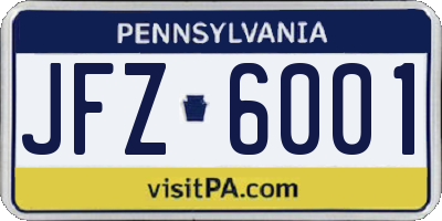 PA license plate JFZ6001