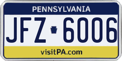 PA license plate JFZ6006