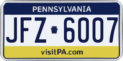 PA license plate JFZ6007