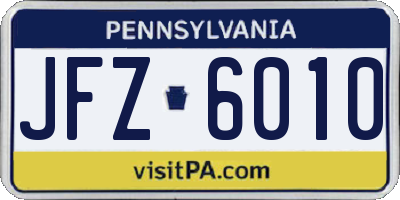 PA license plate JFZ6010