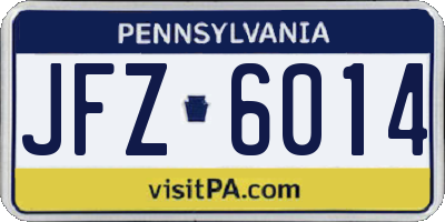 PA license plate JFZ6014