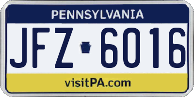 PA license plate JFZ6016