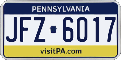 PA license plate JFZ6017
