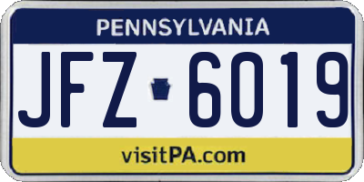 PA license plate JFZ6019