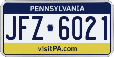 PA license plate JFZ6021