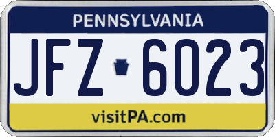 PA license plate JFZ6023