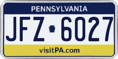 PA license plate JFZ6027