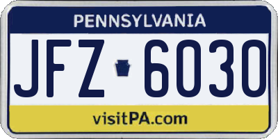 PA license plate JFZ6030