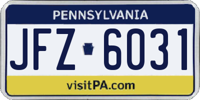 PA license plate JFZ6031