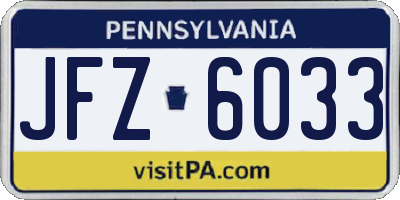PA license plate JFZ6033