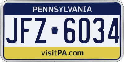 PA license plate JFZ6034