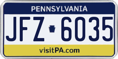 PA license plate JFZ6035
