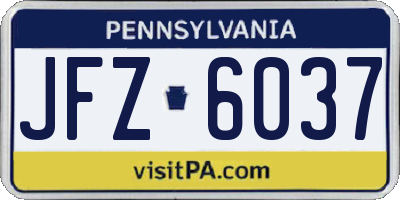 PA license plate JFZ6037